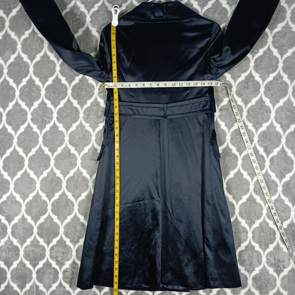 Nicole FARHI Coat Womens 8 Navy Double Breasted Shawl Collar Satin Lined Dressy - Picture 5 of 13